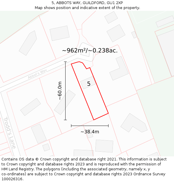 5, ABBOTS WAY, GUILDFORD, GU1 2XP: Plot and title map