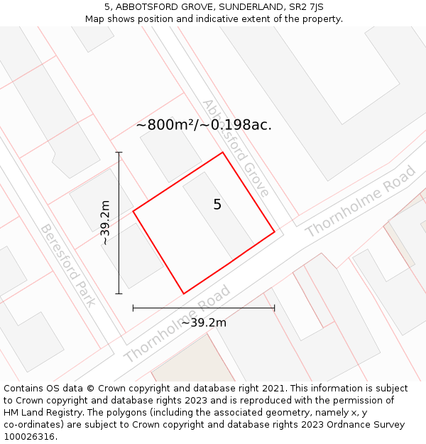 5, ABBOTSFORD GROVE, SUNDERLAND, SR2 7JS: Plot and title map