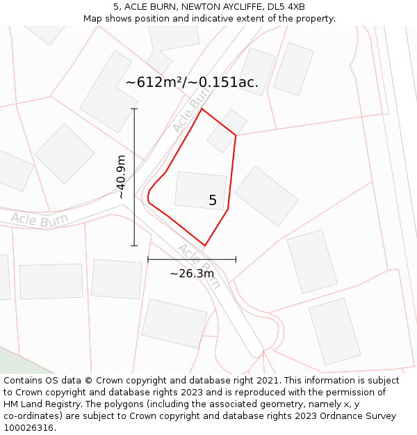 5, ACLE BURN, NEWTON AYCLIFFE, DL5 4XB: Plot and title map