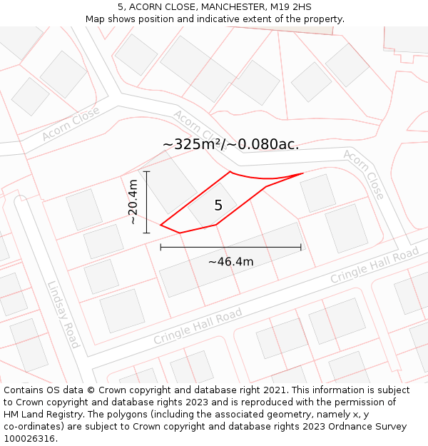 5, ACORN CLOSE, MANCHESTER, M19 2HS: Plot and title map