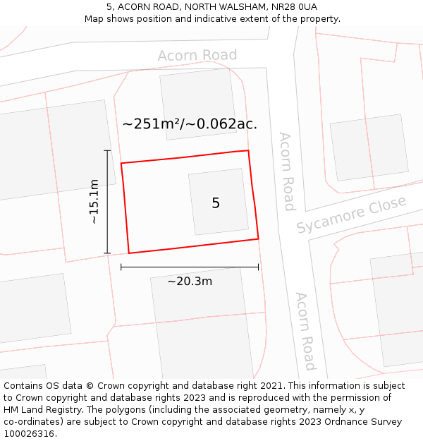 5, ACORN ROAD, NORTH WALSHAM, NR28 0UA: Plot and title map