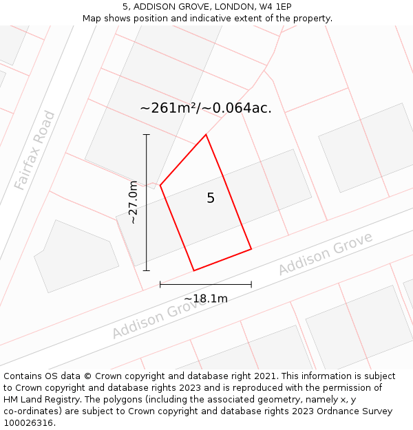 5, ADDISON GROVE, LONDON, W4 1EP: Plot and title map