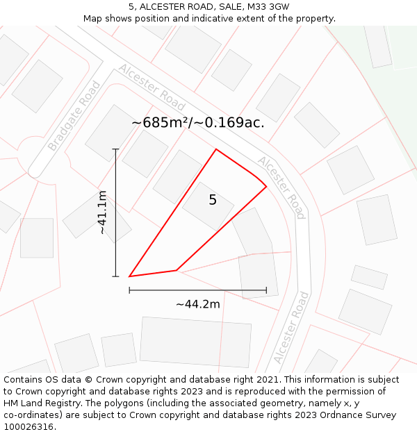 5, ALCESTER ROAD, SALE, M33 3GW: Plot and title map