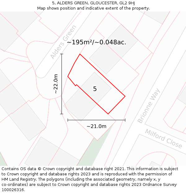 5, ALDERS GREEN, GLOUCESTER, GL2 9HJ: Plot and title map