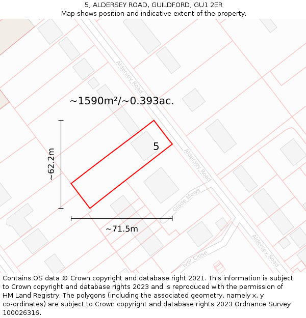 5, ALDERSEY ROAD, GUILDFORD, GU1 2ER: Plot and title map