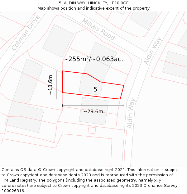 5, ALDIN WAY, HINCKLEY, LE10 0GE: Plot and title map