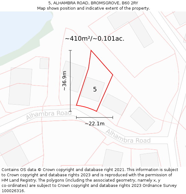 5, ALHAMBRA ROAD, BROMSGROVE, B60 2RY: Plot and title map