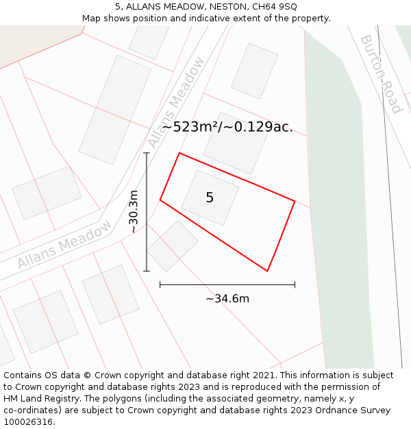 5, ALLANS MEADOW, NESTON, CH64 9SQ: Plot and title map