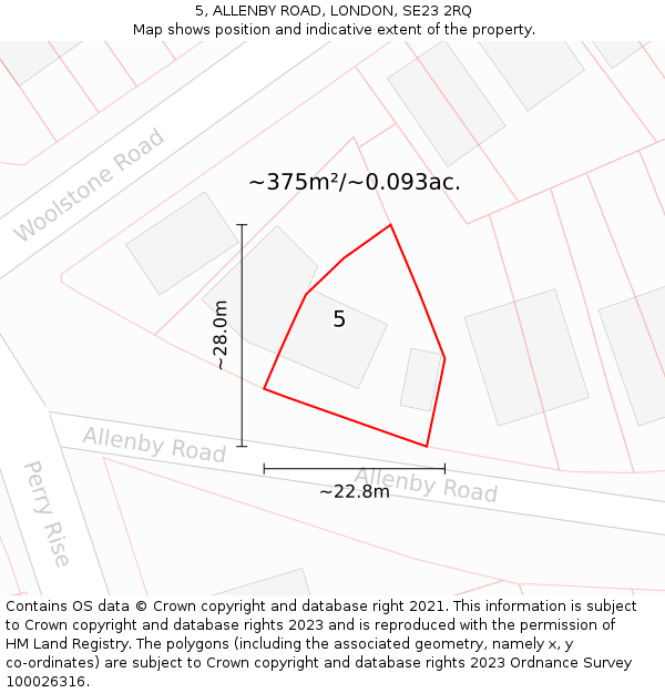 5, ALLENBY ROAD, LONDON, SE23 2RQ: Plot and title map