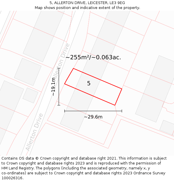 5, ALLERTON DRIVE, LEICESTER, LE3 9EG: Plot and title map