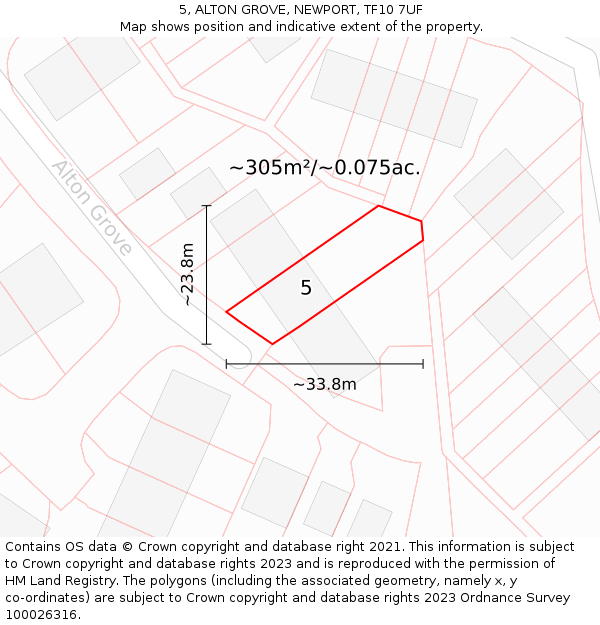 5, ALTON GROVE, NEWPORT, TF10 7UF: Plot and title map