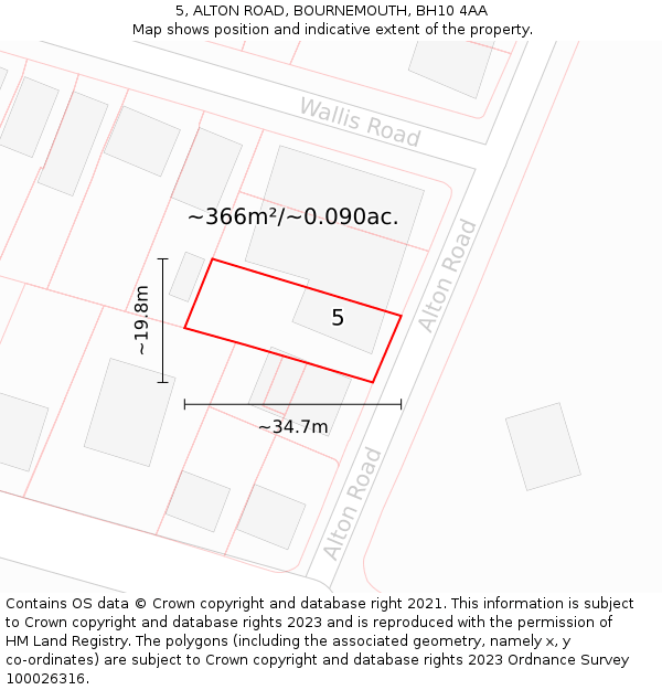 5, ALTON ROAD, BOURNEMOUTH, BH10 4AA: Plot and title map