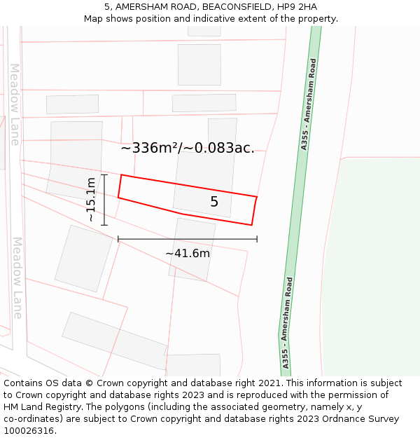 5, AMERSHAM ROAD, BEACONSFIELD, HP9 2HA: Plot and title map