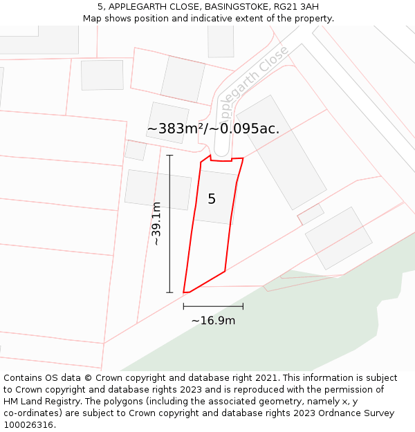 5, APPLEGARTH CLOSE, BASINGSTOKE, RG21 3AH: Plot and title map