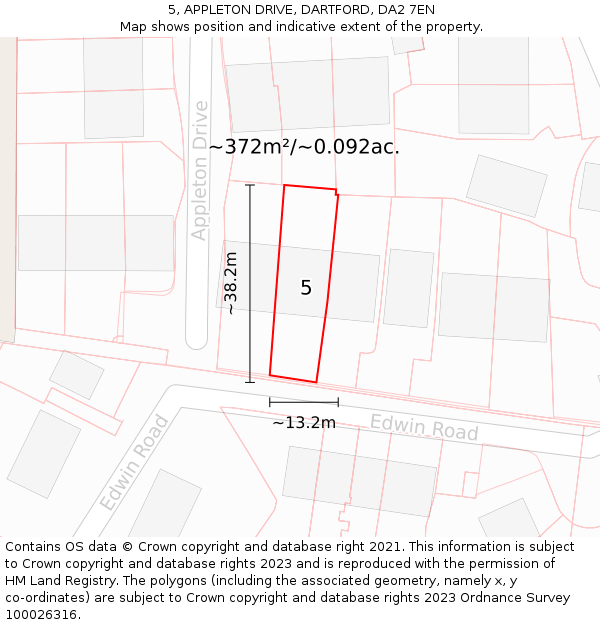 5, APPLETON DRIVE, DARTFORD, DA2 7EN: Plot and title map