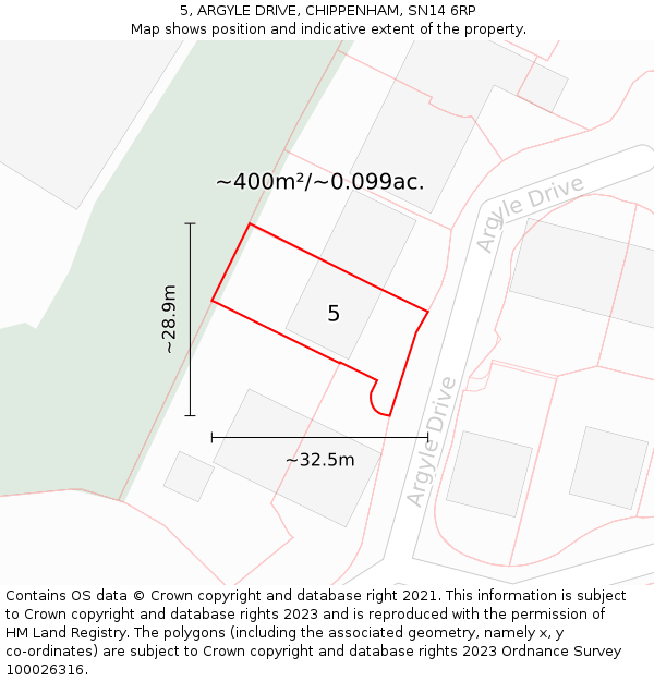 5, ARGYLE DRIVE, CHIPPENHAM, SN14 6RP: Plot and title map