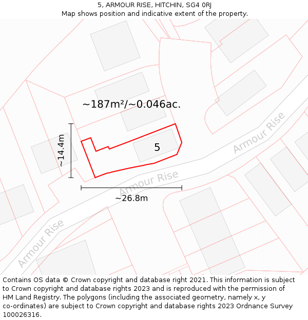 5, ARMOUR RISE, HITCHIN, SG4 0RJ: Plot and title map