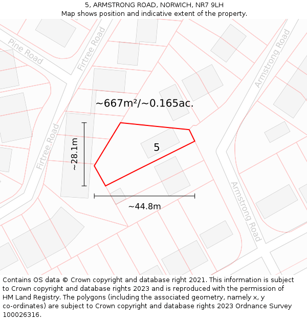 5, ARMSTRONG ROAD, NORWICH, NR7 9LH: Plot and title map