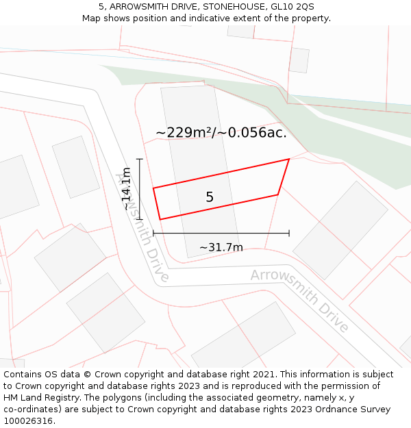 5, ARROWSMITH DRIVE, STONEHOUSE, GL10 2QS: Plot and title map