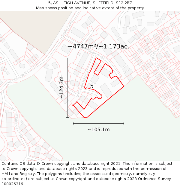 5, ASHLEIGH AVENUE, SHEFFIELD, S12 2RZ: Plot and title map