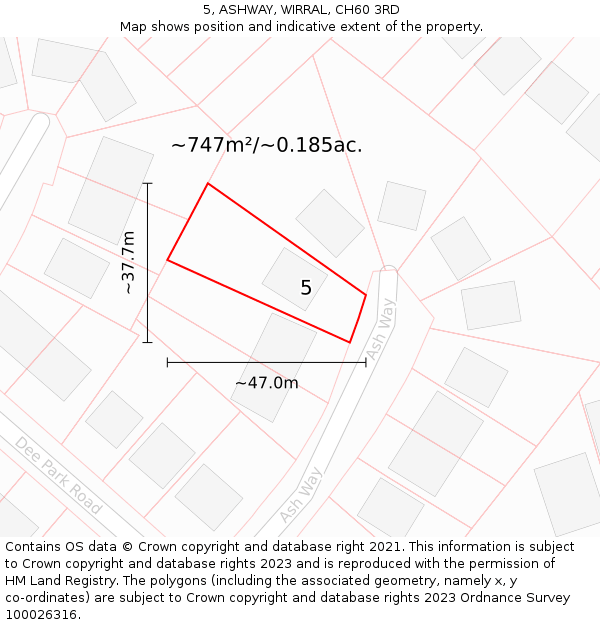 5, ASHWAY, WIRRAL, CH60 3RD: Plot and title map