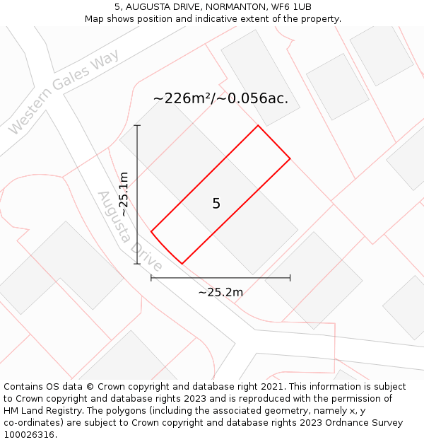 5, AUGUSTA DRIVE, NORMANTON, WF6 1UB: Plot and title map