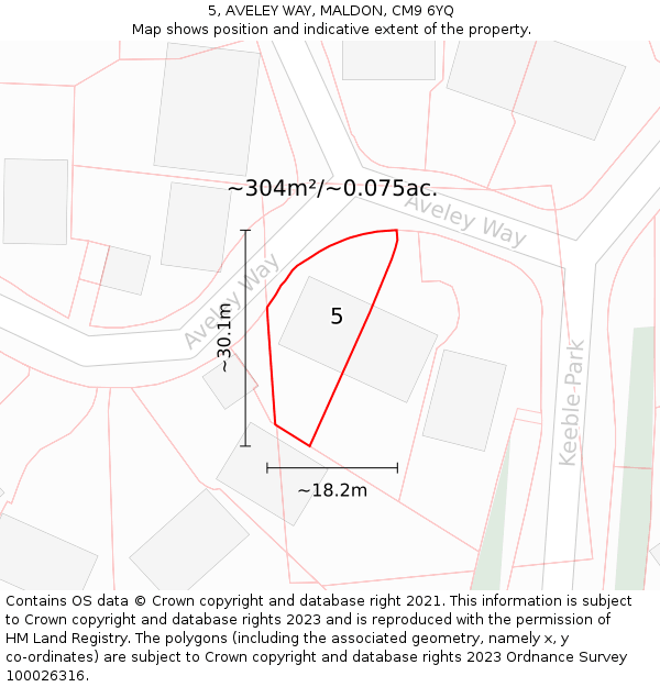 5, AVELEY WAY, MALDON, CM9 6YQ: Plot and title map