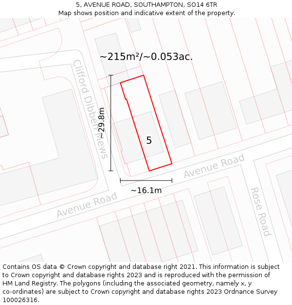 5, AVENUE ROAD, SOUTHAMPTON, SO14 6TR: Plot and title map