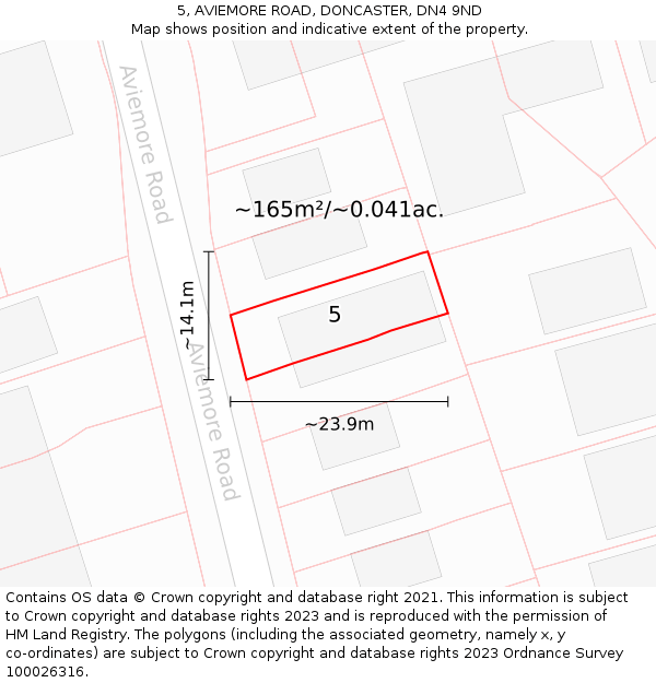 5, AVIEMORE ROAD, DONCASTER, DN4 9ND: Plot and title map