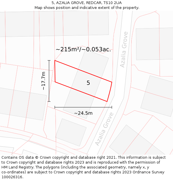 5, AZALIA GROVE, REDCAR, TS10 2UA: Plot and title map