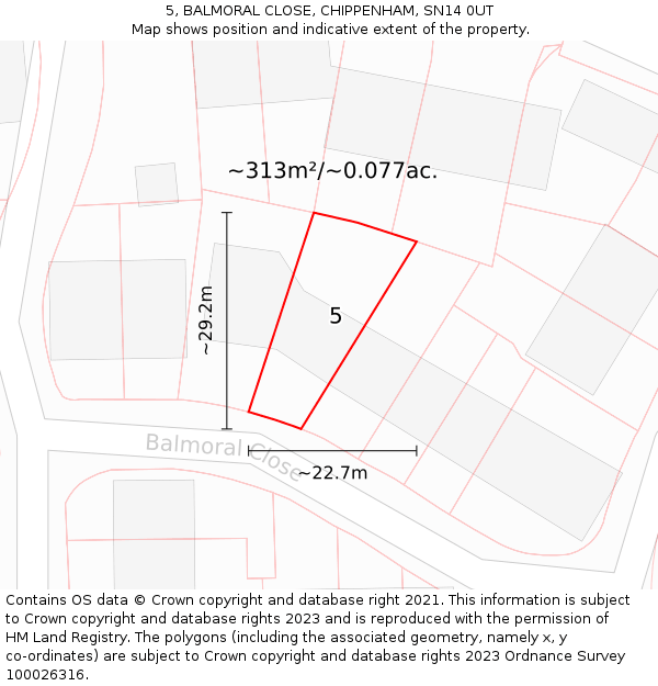 5, BALMORAL CLOSE, CHIPPENHAM, SN14 0UT: Plot and title map