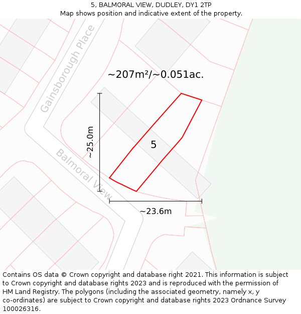 5, BALMORAL VIEW, DUDLEY, DY1 2TP: Plot and title map