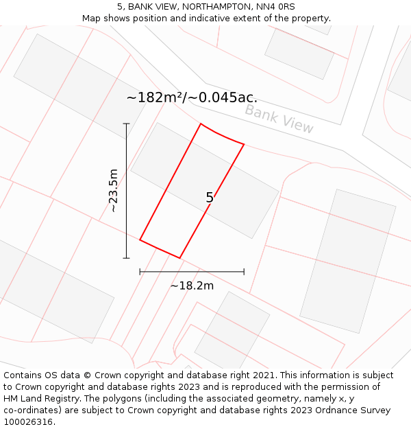 5, BANK VIEW, NORTHAMPTON, NN4 0RS: Plot and title map