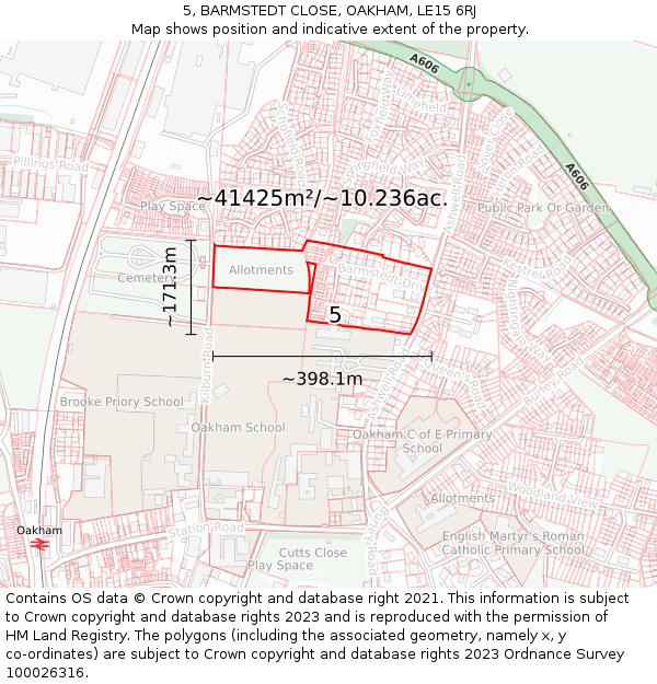 5, BARMSTEDT CLOSE, OAKHAM, LE15 6RJ: Plot and title map