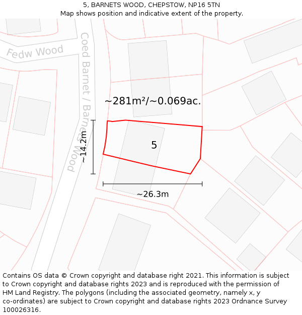 5, BARNETS WOOD, CHEPSTOW, NP16 5TN: Plot and title map