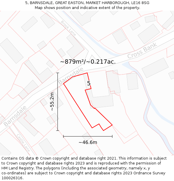 5, BARNSDALE, GREAT EASTON, MARKET HARBOROUGH, LE16 8SG: Plot and title map