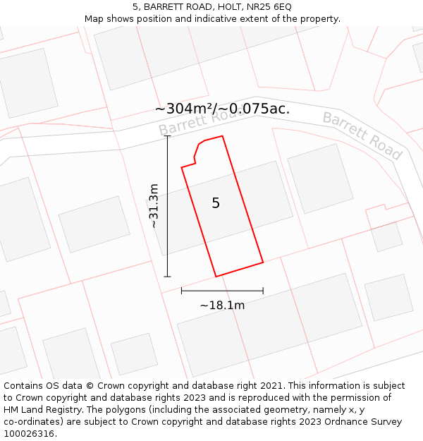 5, BARRETT ROAD, HOLT, NR25 6EQ: Plot and title map