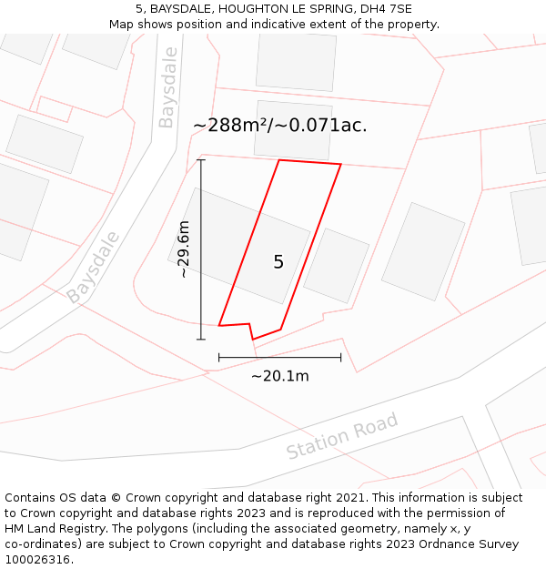 5, BAYSDALE, HOUGHTON LE SPRING, DH4 7SE: Plot and title map