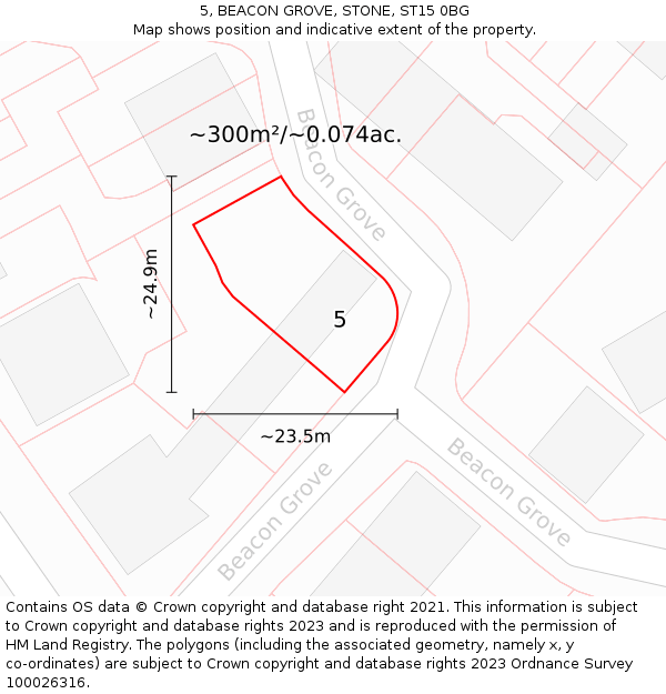 5, BEACON GROVE, STONE, ST15 0BG: Plot and title map