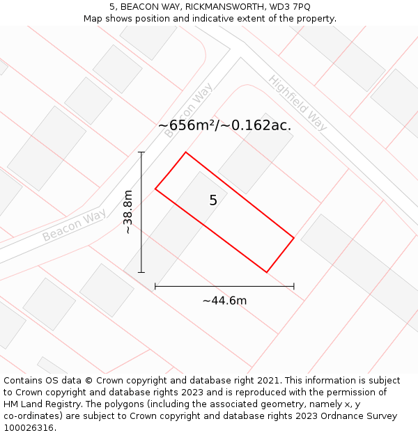 5, BEACON WAY, RICKMANSWORTH, WD3 7PQ: Plot and title map