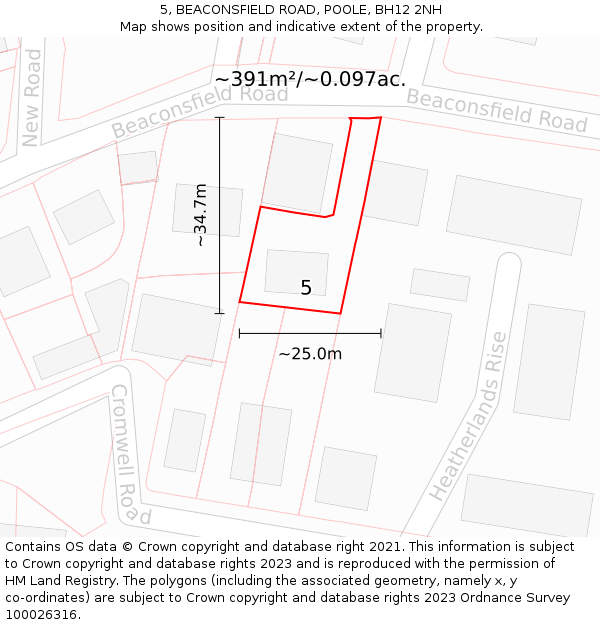5, BEACONSFIELD ROAD, POOLE, BH12 2NH: Plot and title map