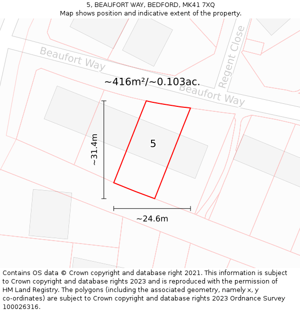 5, BEAUFORT WAY, BEDFORD, MK41 7XQ: Plot and title map