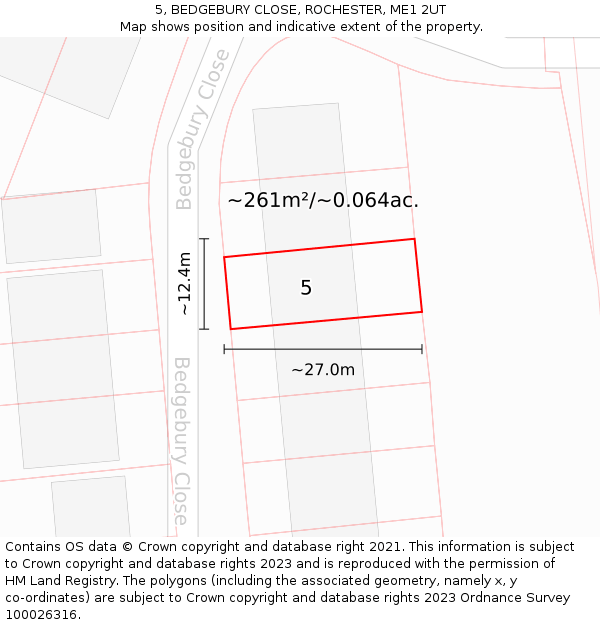 5, BEDGEBURY CLOSE, ROCHESTER, ME1 2UT: Plot and title map