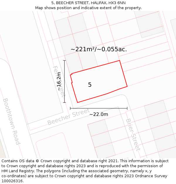 5, BEECHER STREET, HALIFAX, HX3 6NN: Plot and title map