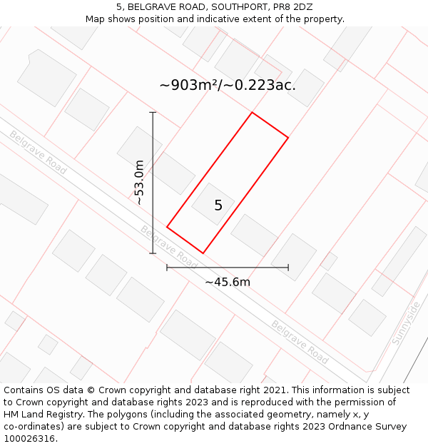 5, BELGRAVE ROAD, SOUTHPORT, PR8 2DZ: Plot and title map