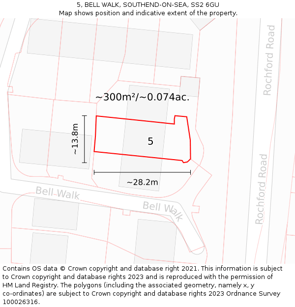 5, BELL WALK, SOUTHEND-ON-SEA, SS2 6GU: Plot and title map