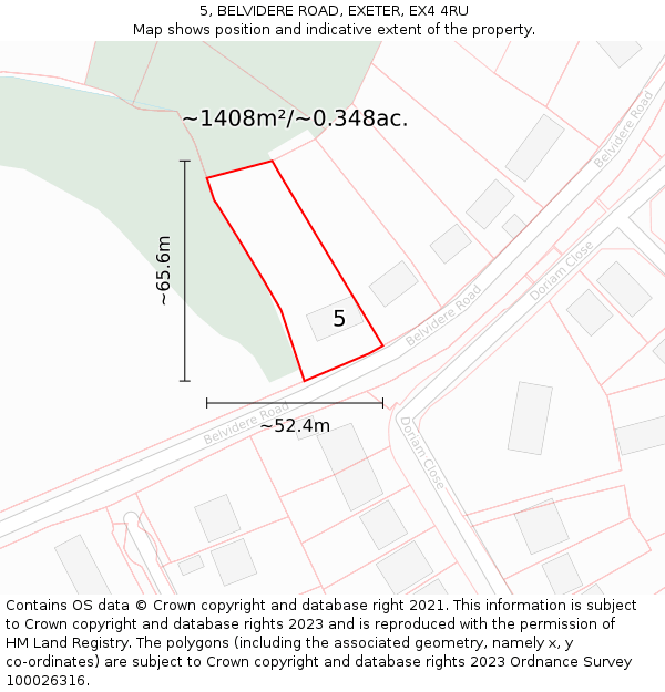 5, BELVIDERE ROAD, EXETER, EX4 4RU: Plot and title map