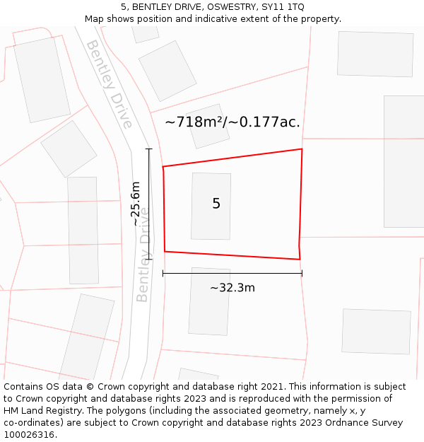 5, BENTLEY DRIVE, OSWESTRY, SY11 1TQ: Plot and title map