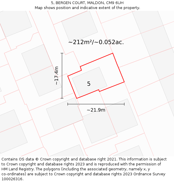 5, BERGEN COURT, MALDON, CM9 6UH: Plot and title map