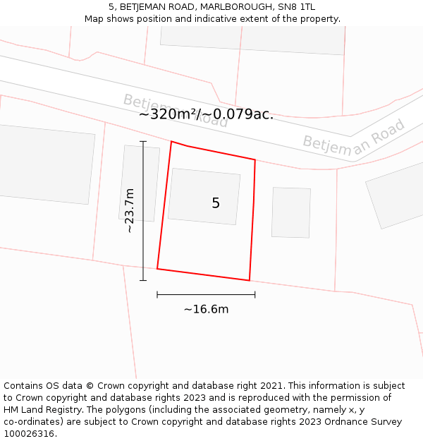 5, BETJEMAN ROAD, MARLBOROUGH, SN8 1TL: Plot and title map